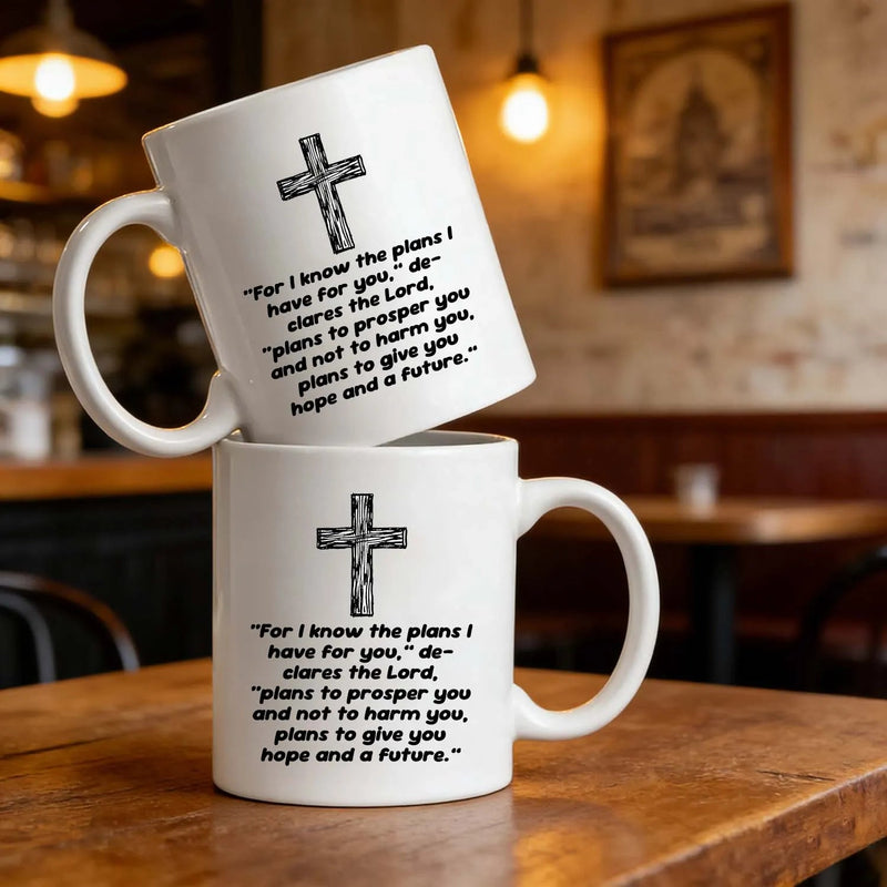 Christian Mug Jeremiah 29:11 Bible Verse Cross Coffee Cup Encouragement Faith Gift PrintToucan