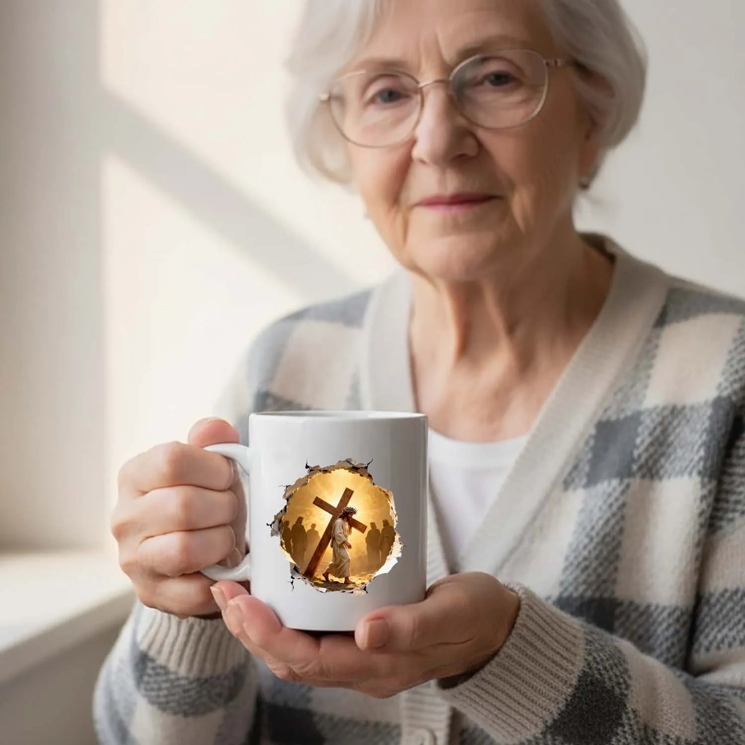 Christian Mug Jesus Cross 3D Broken Wall Design Coffee Cup Religious Faith Gift PrintToucan - PrintToucanDrinkwarePT-MUG-11OZ-LOVERS