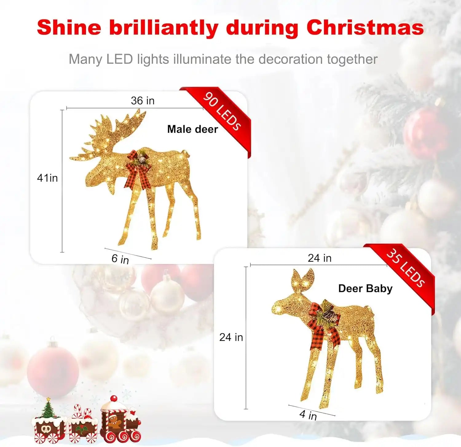 Christmas Deer Decoration 2 - Piece Lighted Reindeer Set For Holiday Yard Display Christmas Decoration | PrintToucan - PrintToucanChrismas Gift