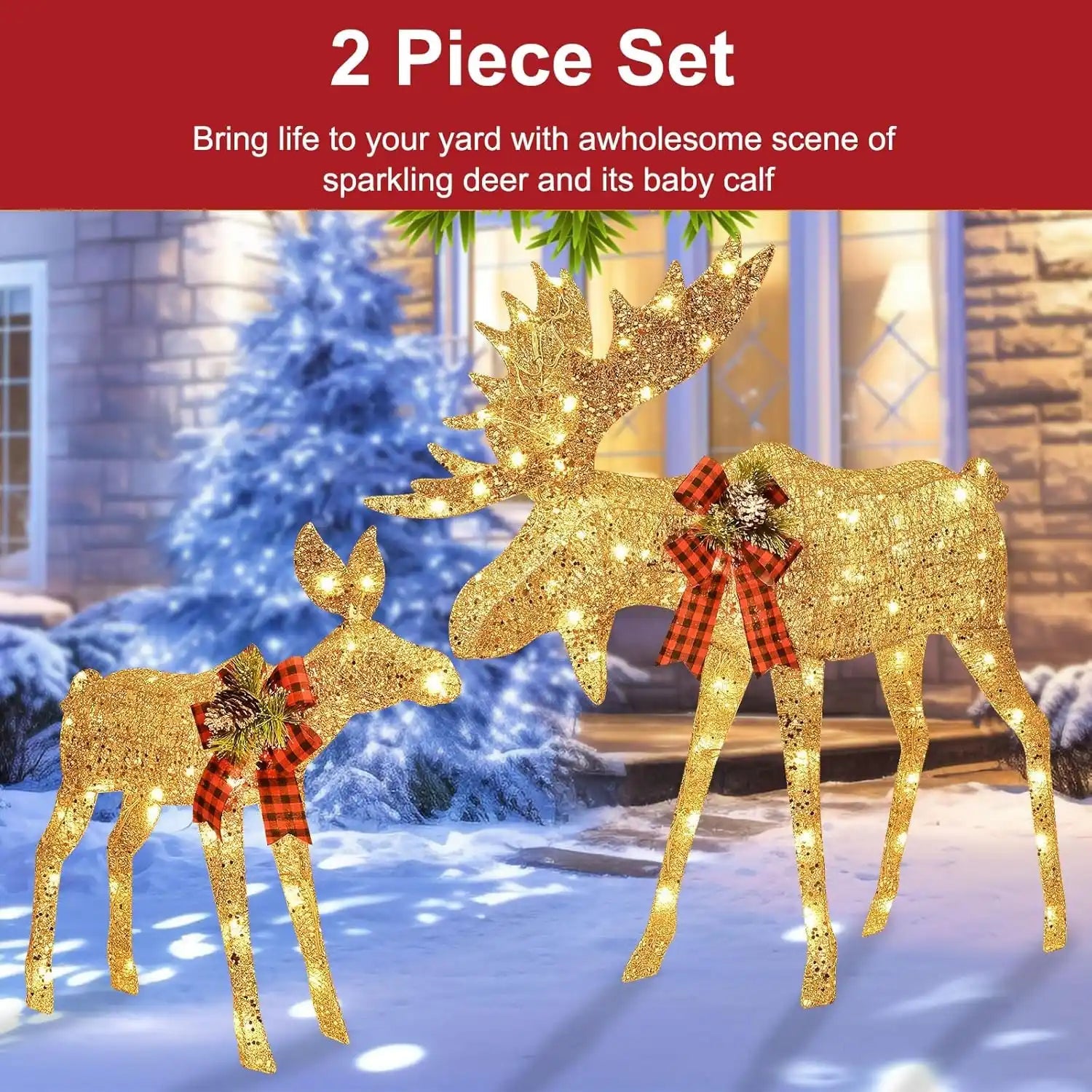 Christmas Deer Decoration 2 - Piece Lighted Reindeer Set For Holiday Yard Display Christmas Decoration | PrintToucan - PrintToucanChrismas Gift