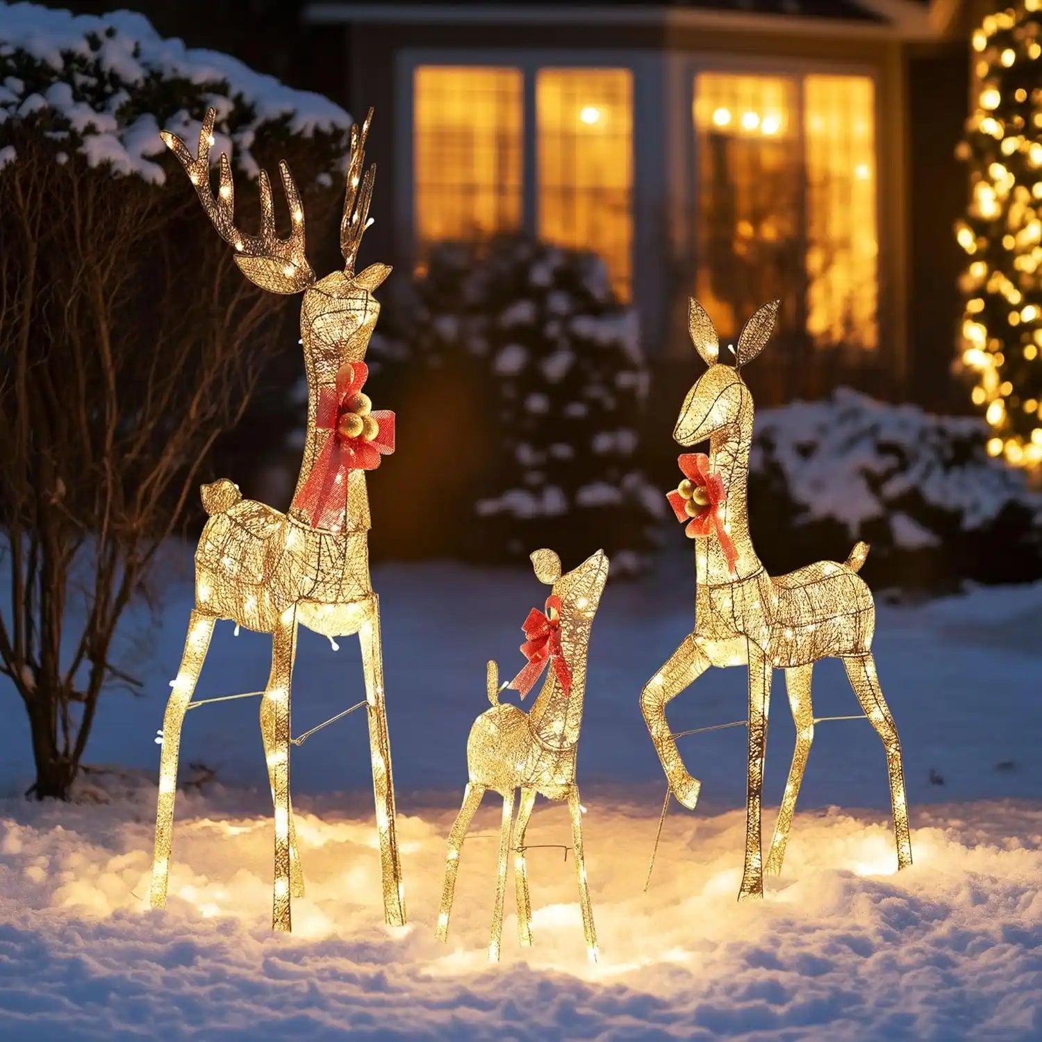 Christmas Deer Decoration 3 - Piece Lighted Reindeer Set With 210 Warm LED Lights | Outdoor Holiday Yard Decor | Christmas Decoration | PrintToucan - PrintToucanChrismas Gift