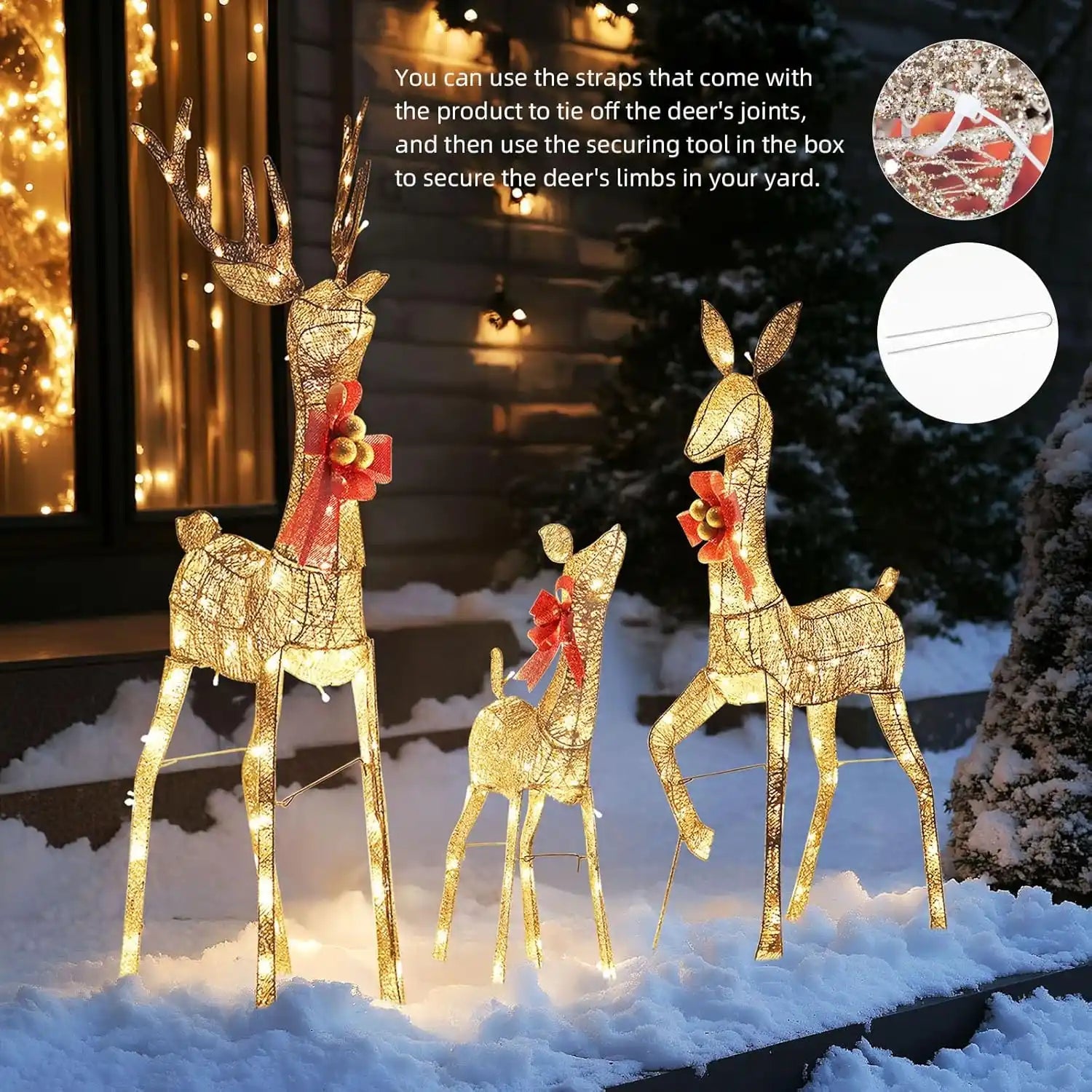 Christmas Deer Decoration 3 - Piece Lighted Reindeer Set With 210 Warm LED Lights | Outdoor Holiday Yard Decor | Christmas Decoration | PrintToucan - PrintToucanChrismas Gift
