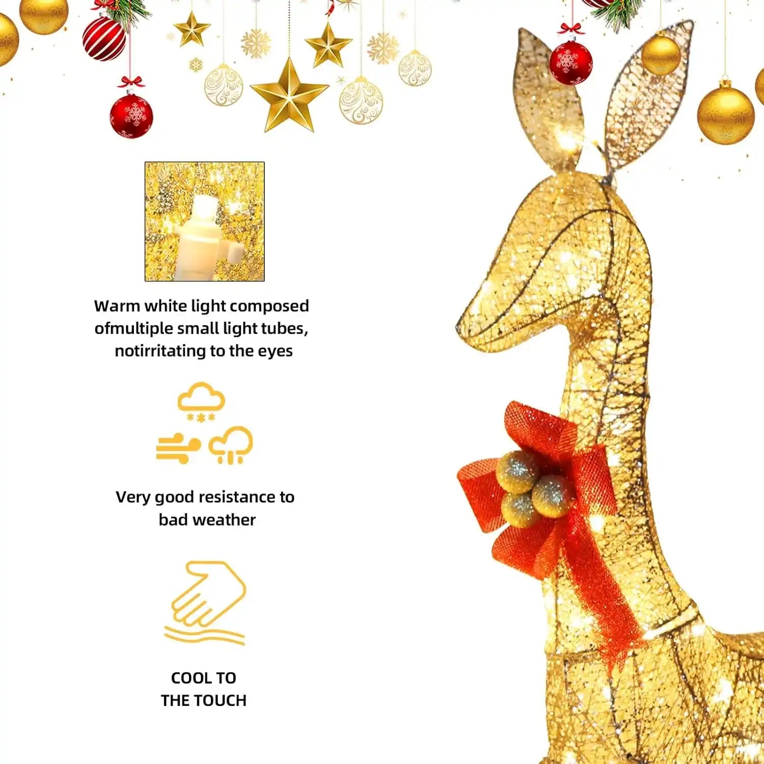 Christmas Deer Decoration 3 - Piece Lighted Reindeer Set With 210 Warm LED Lights | Outdoor Holiday Yard Decor | Christmas Decoration | PrintToucan - PrintToucanChrismas Gift