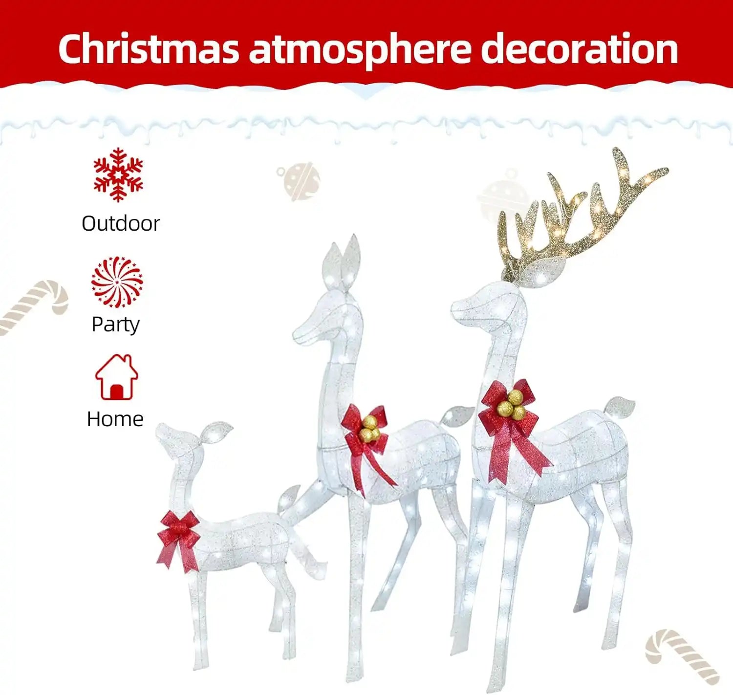 Christmas Deer Decoration Lighted Reindeer Family Set Christmas Décor For Yard & Home – Christmas Decoration | PrintToucan - PrintToucanChrismas Gift
