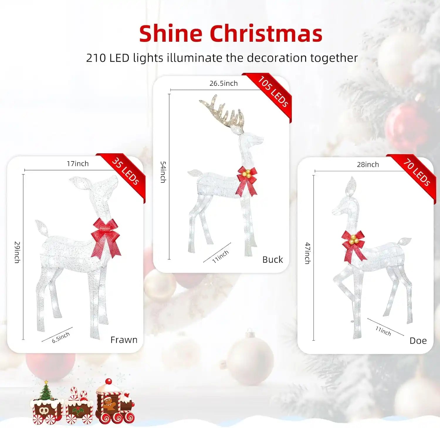 Christmas Deer Decoration Lighted Reindeer Family Set Christmas Décor For Yard & Home – Christmas Decoration | PrintToucan - PrintToucanChrismas Gift