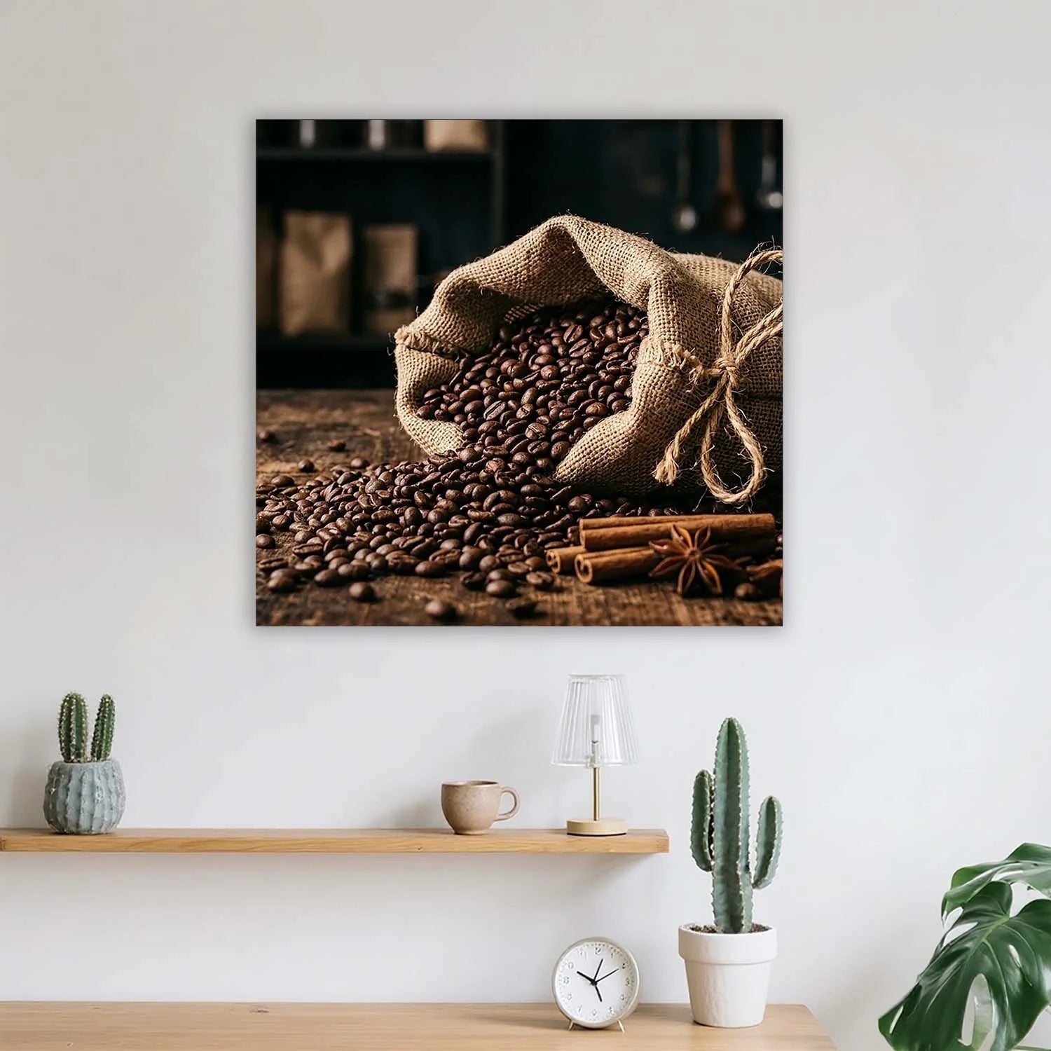 Coffee Beans & Burlap Sack Canvas Wall Art – Rustic Café Décor | PrintToucan - PrintToucanCanvas Wall ArtPrinttoucan-12 x 16-1.5‘’