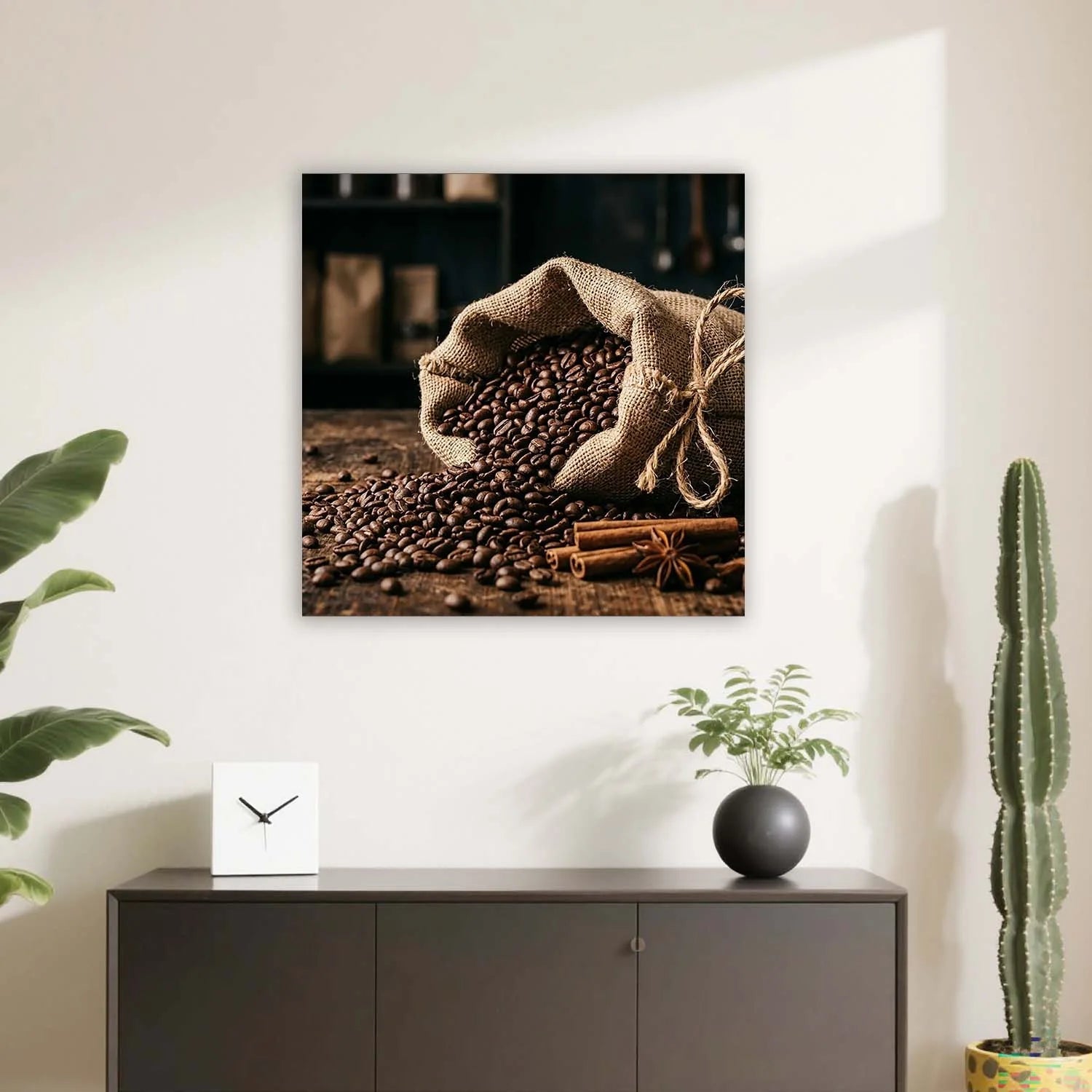 Coffee Beans & Burlap Sack Canvas Wall Art – Rustic Café Décor | PrintToucan - PrintToucanCanvas Wall ArtPrinttoucan-12 x 16-1.5‘’