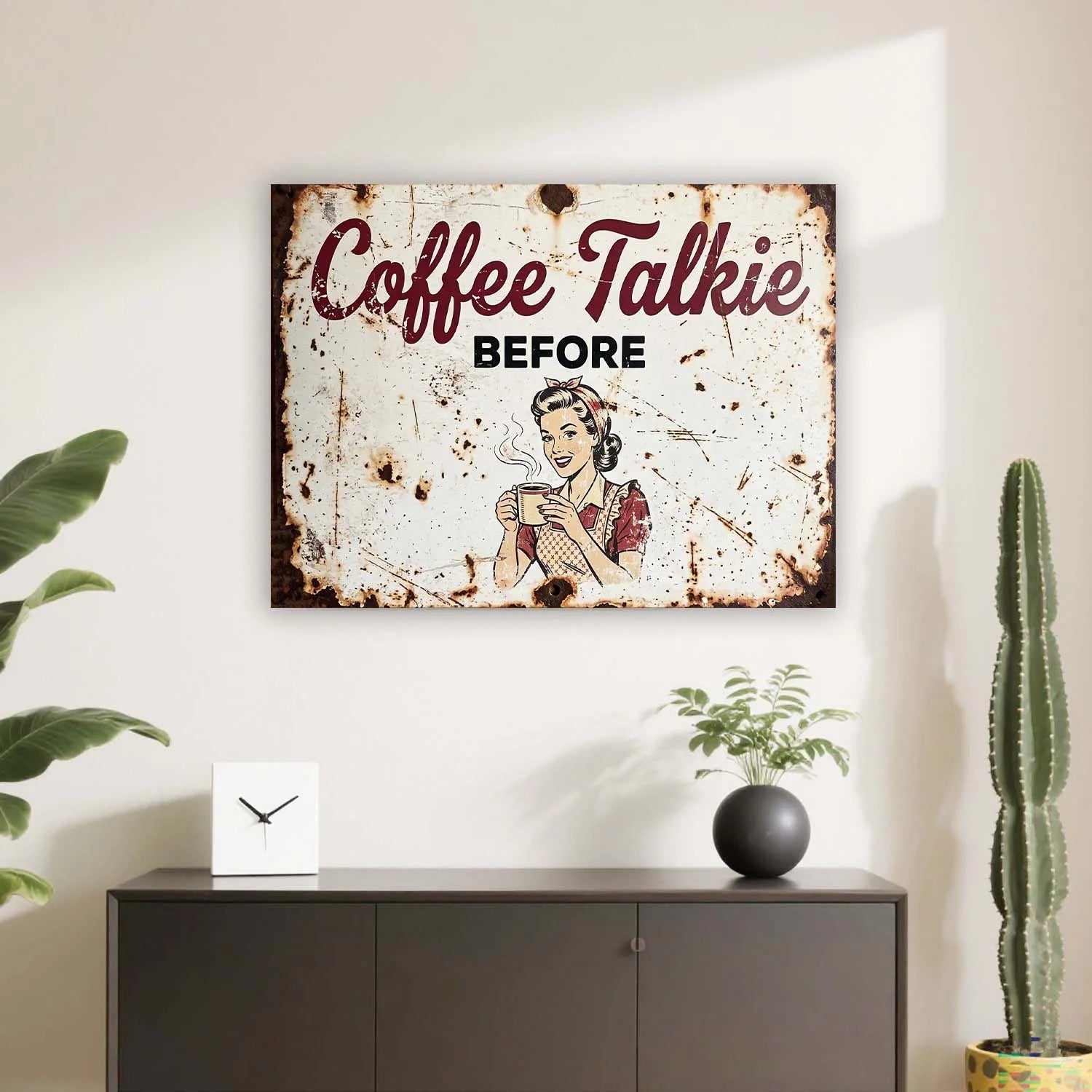 "Coffee Talkie Before" Retro Sign Canvas Wall Art – Vintage Café Décor | PrintToucan - PrintToucanCanvas Wall ArtPrinttoucan-12 x 16-1.5‘’