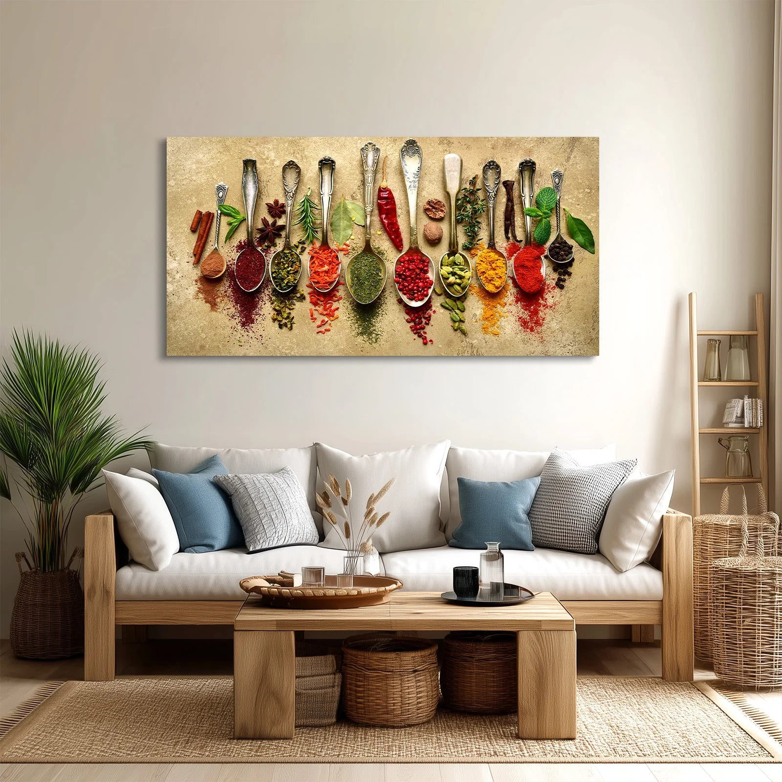 Colorful Spices & Vintage Spoons Canvas Wall Art – Kitchen & Restaurant Décor | PrintToucan - PrintToucanCanvas Wall Art