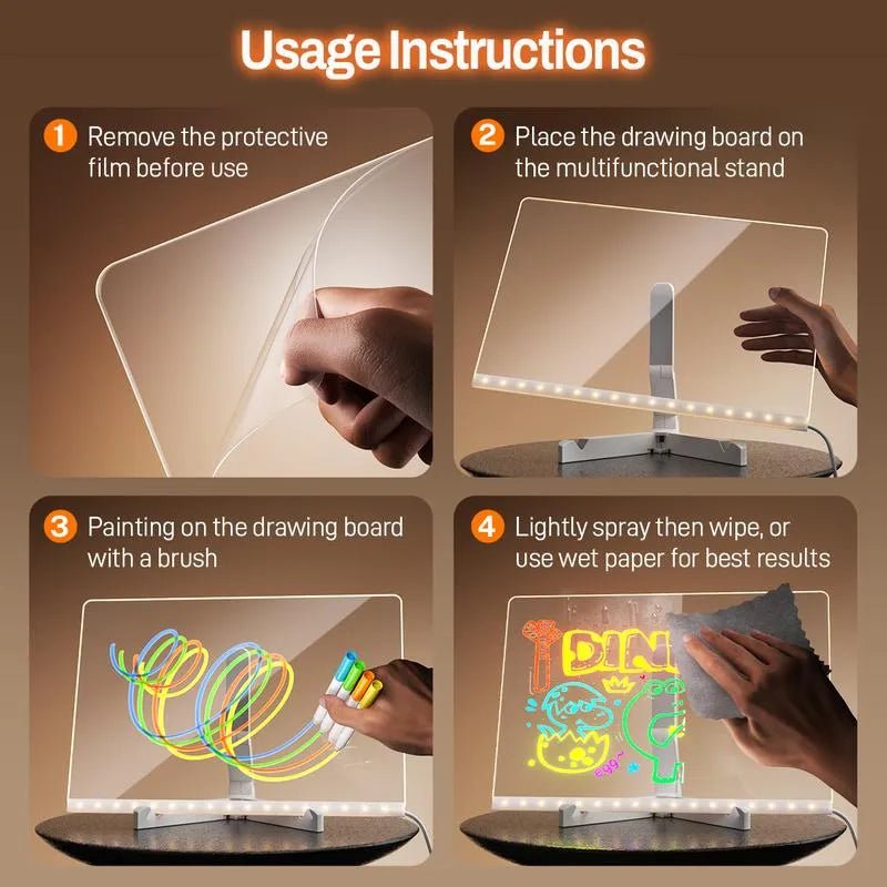 Conatu Acrylic LED Drawing Board Acrylic Valentines Day Light Up Drawing Home Decor PrintToucan - PrintToucanStandard