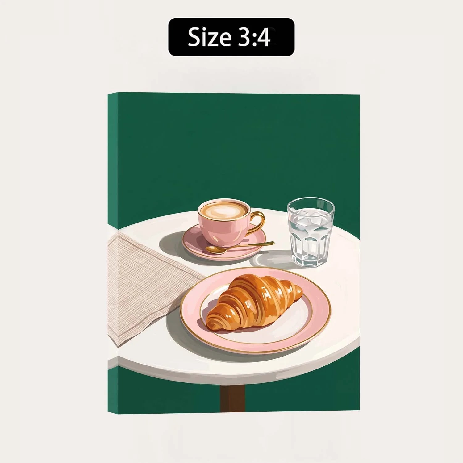 Croissant & Latte Café Canvas Wall Art – Minimalist Coffee Shop Décor | PrintToucan - PrintToucanCanvas Wall ArtPrinttoucan-12 x 16-1.5‘’