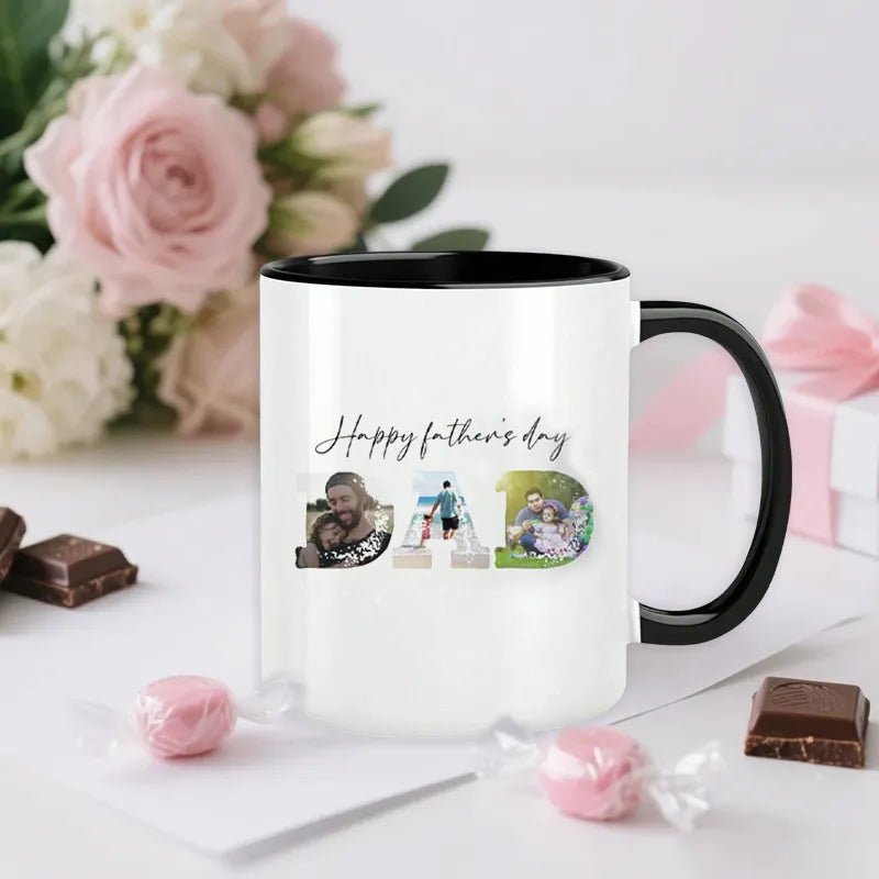 Custom Accent Mug – DAD Personalized Father’s Day Gift with Name & Photo - printtoucan