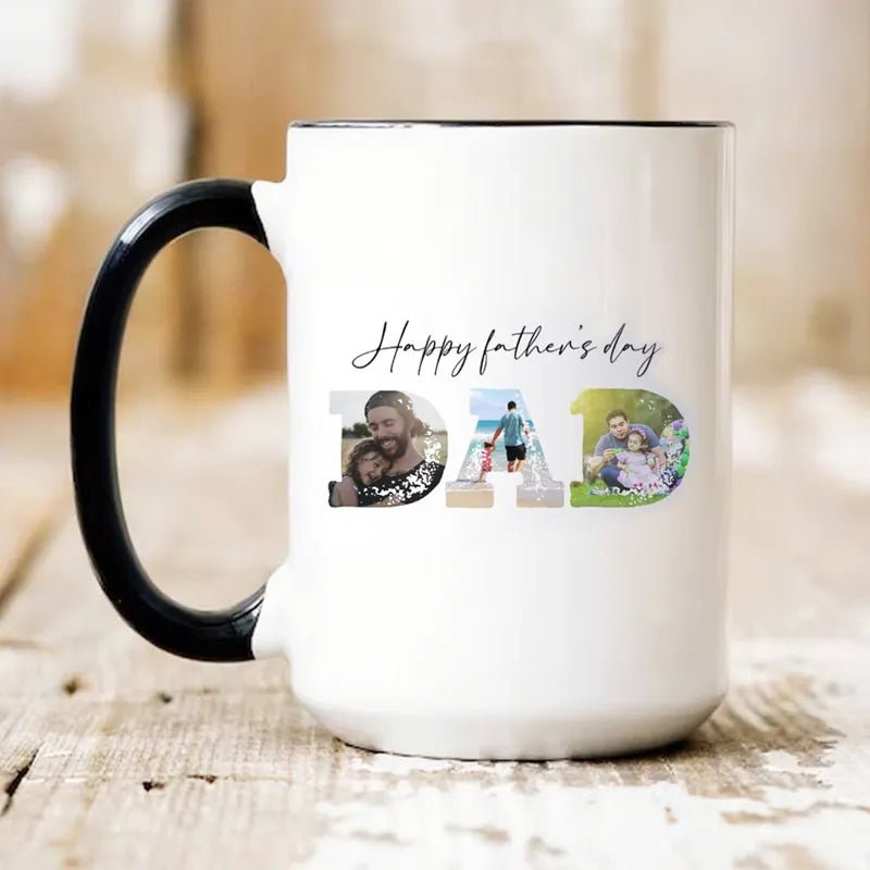 Custom Accent Mug – DAD Personalized Father’s Day Gift with Name & Photo - printtoucan