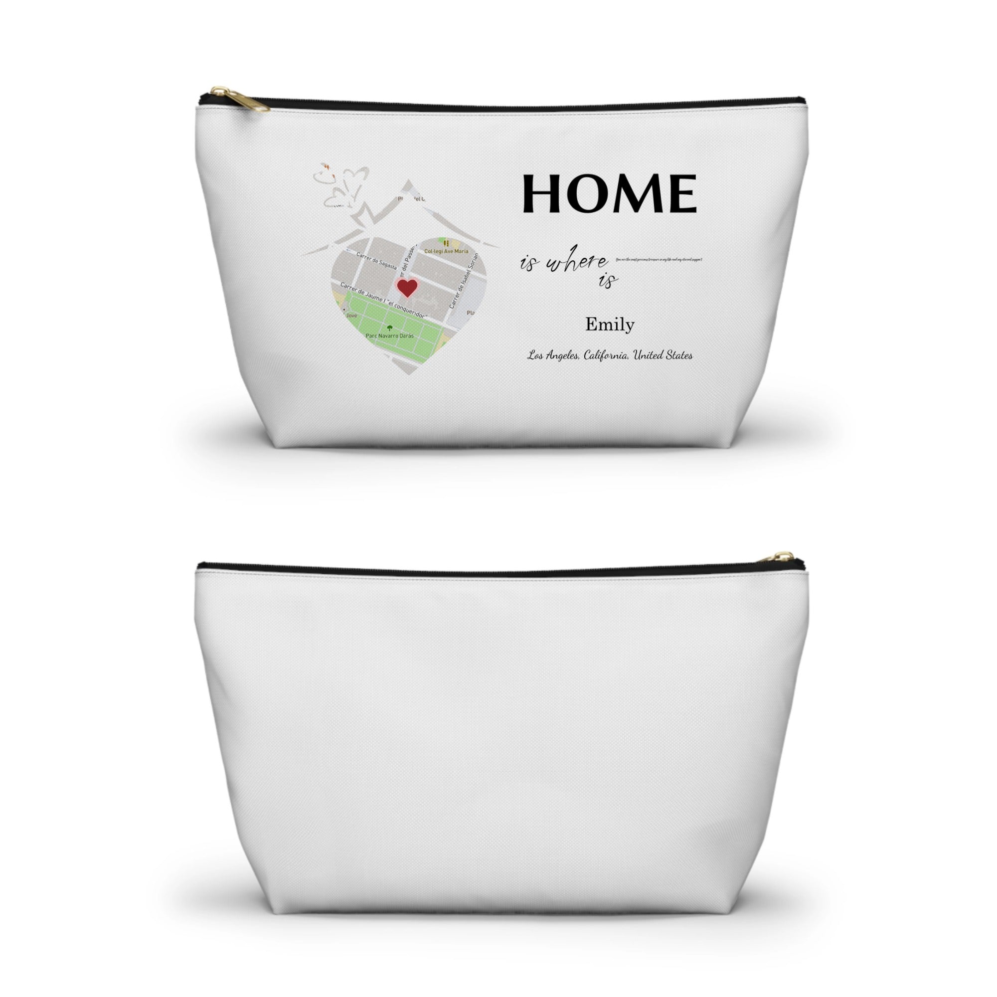 Custom Accessory Pouch with T - Bottom – Personalized Mother's Day Map Bag - printtoucan
