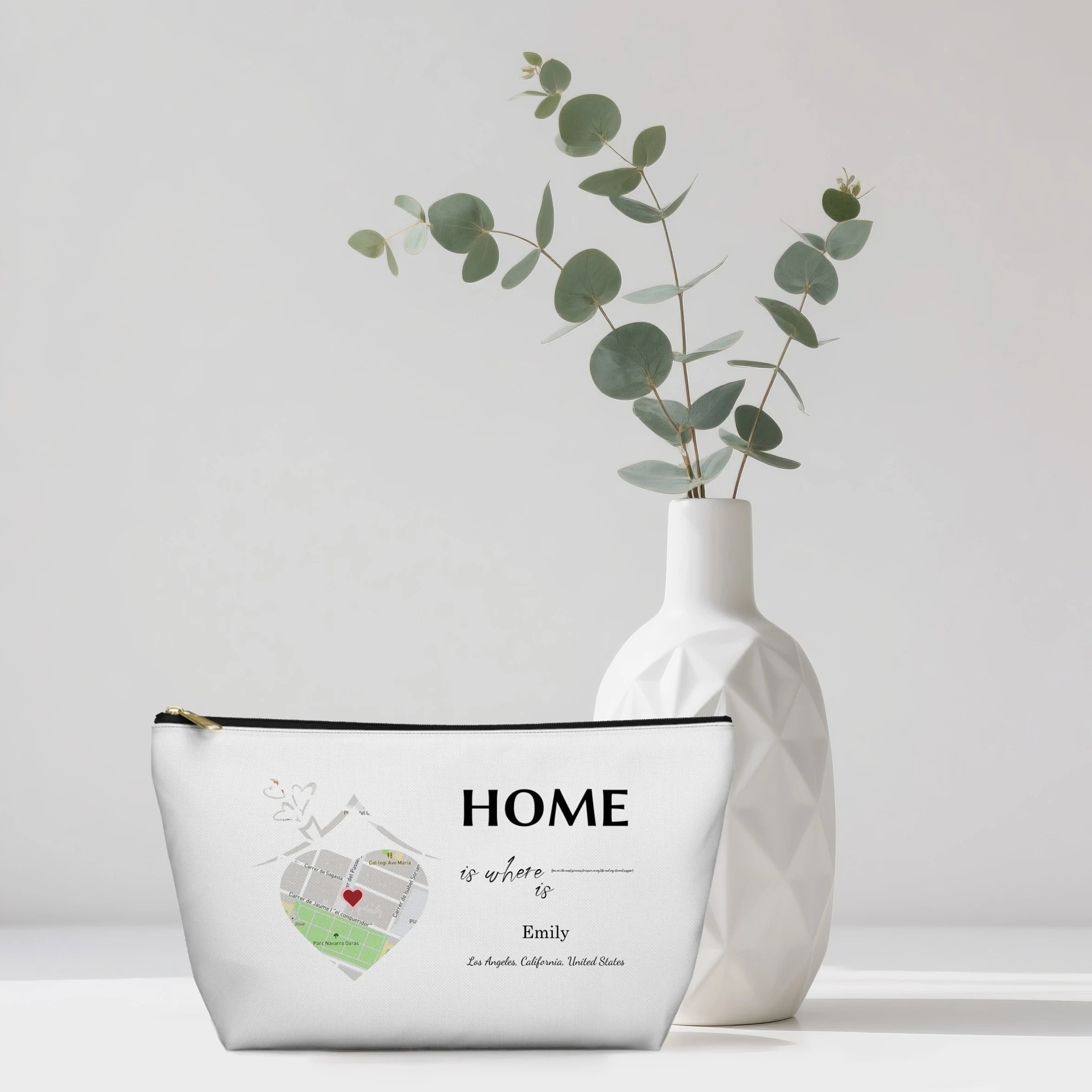 Custom Accessory Pouch with T - Bottom – Personalized Mother's Day Map Bag - printtoucan