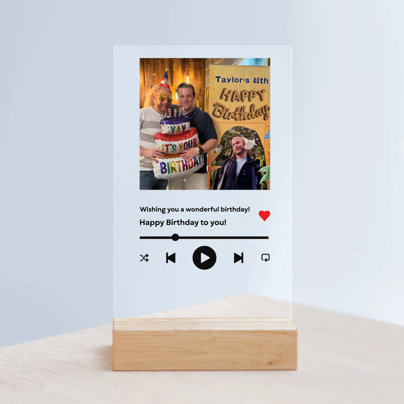 Custom Acrylic Sign with Wooden Stand –  Personalized Birthday Gift