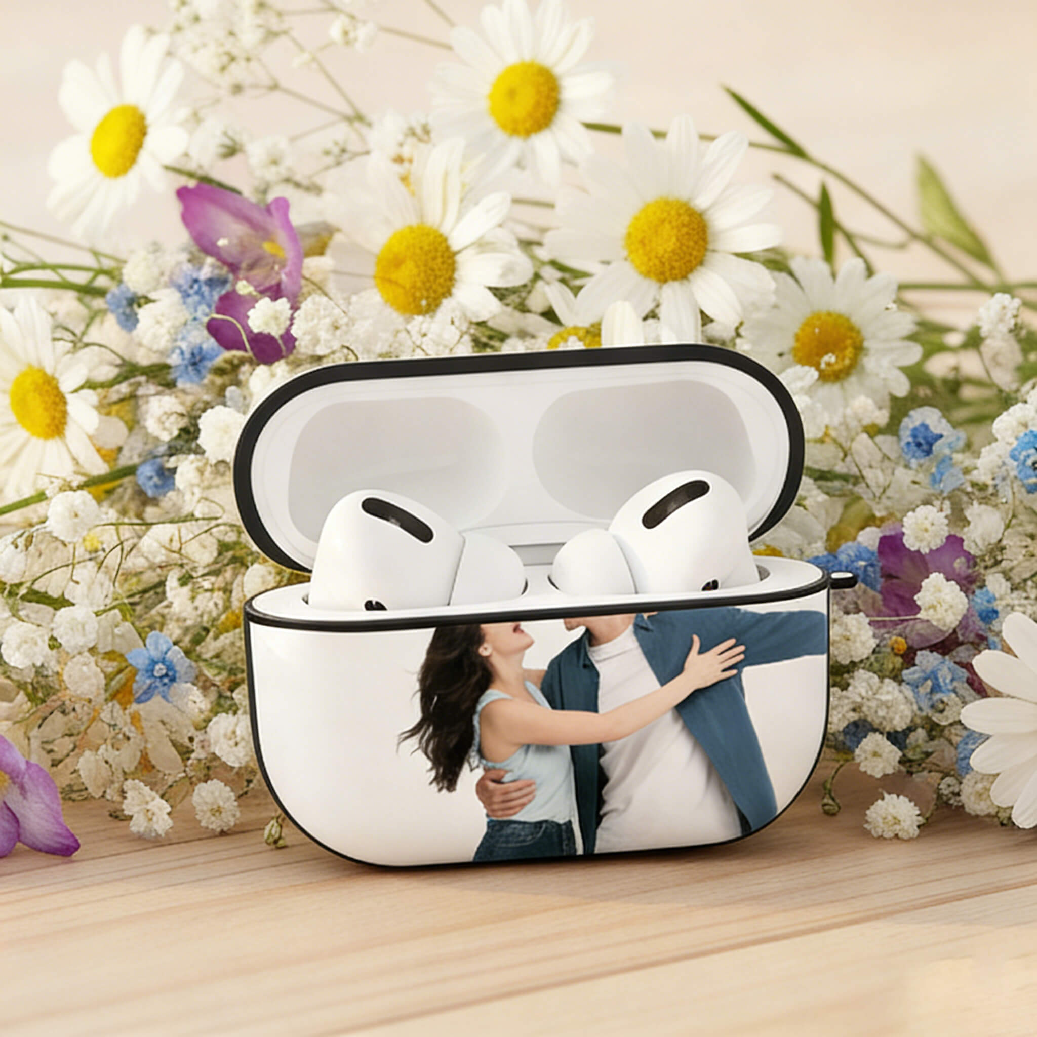 Custom AirPods Pro Cases Shell Black Valentine’s Day Polycarbonate Personalized Photo Text Protective Case PrintToucan - PrintToucanValentine's Day Gifts