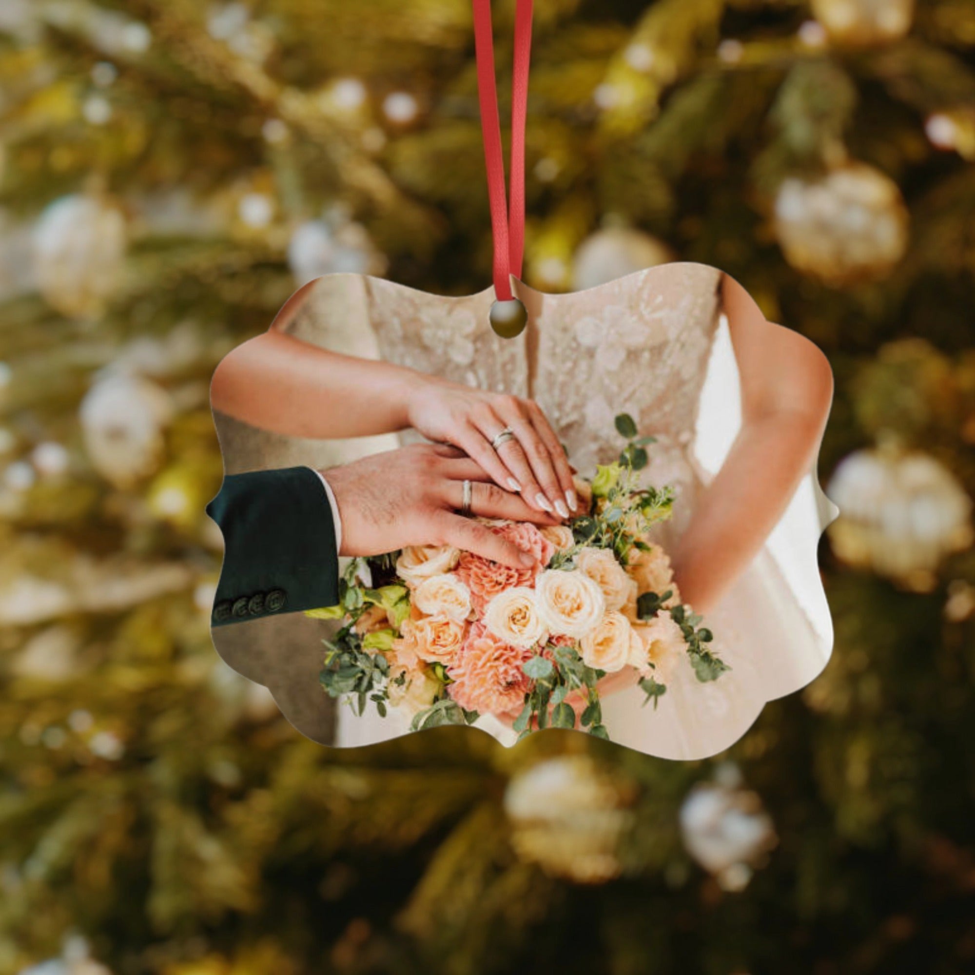 Custom Aluminum Wedding Ornament Personalized Photo Keepsake Fast Printing | PrintToucan - printtoucan