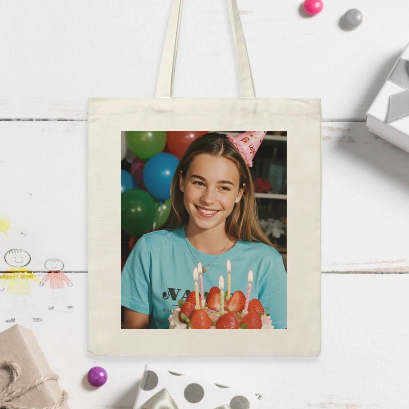 Custom Bags Canvas Bags Photo Upload Birthday PrintToucan