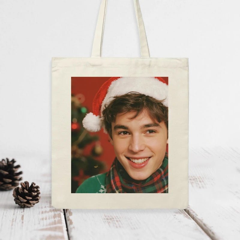 Custom Bags Canvas Bags Photo Upload Christmas PrintToucan
