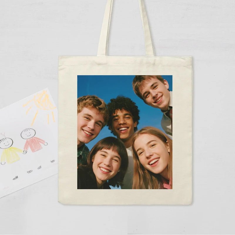 Custom Bags Canvas Bags Photo Upload Friendship PrintToucan