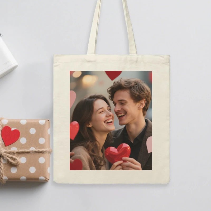 Custom Bags Canvas Bags Photo Upload Valentine PrintToucan