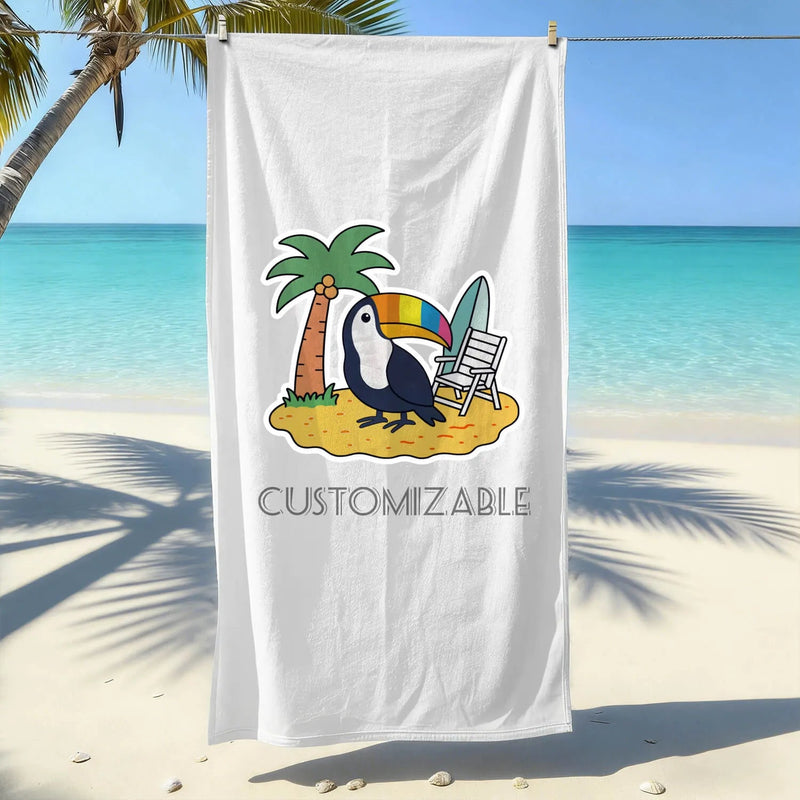 Custom Beach Towel Valentine Polyester Personalized Image Text PrintToucan