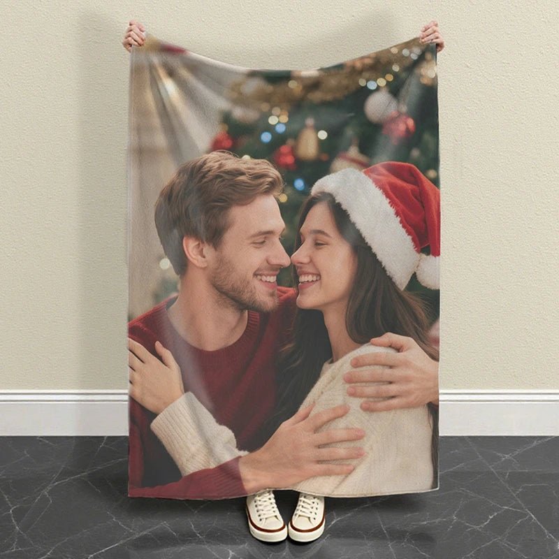Custom Blankets Flanne with Photo Upload for Christmas PrintToucan