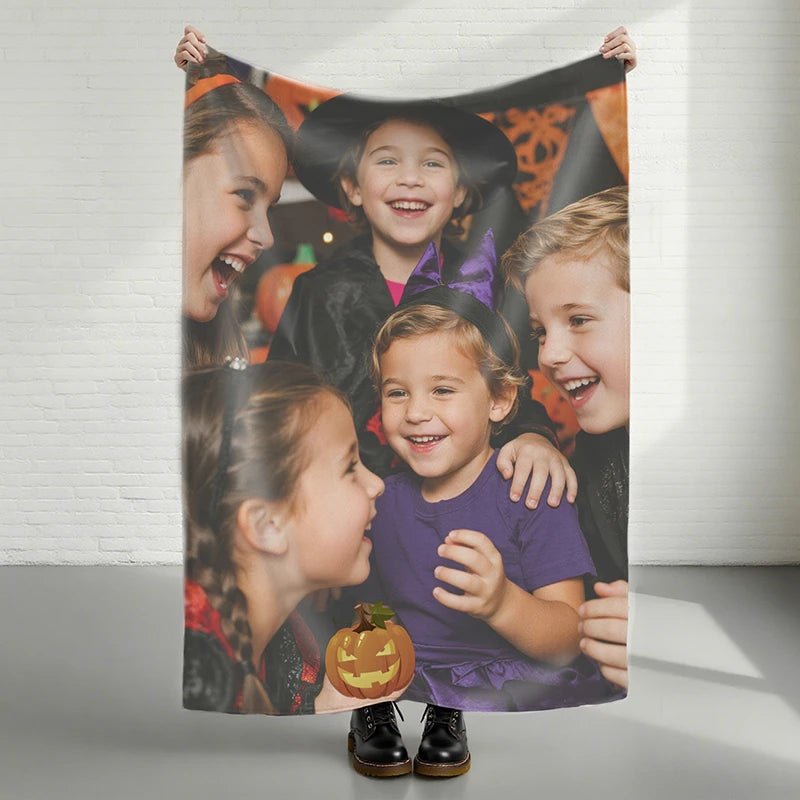 Custom Blankets Flanne with Photo Upload for Halloween PrintToucan