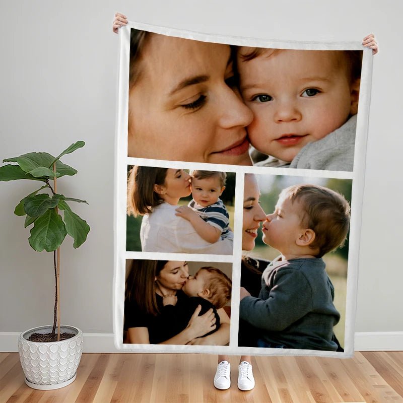 Custom Blankets Flannel 4 Photo Upload PrintToucan