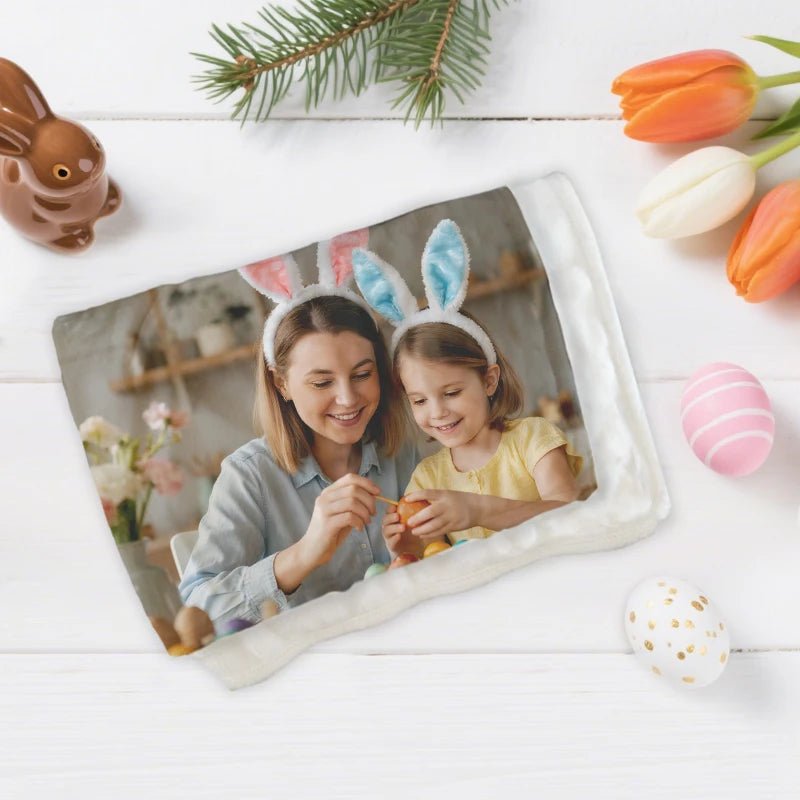 Custom Blankets Flannel with Photo Upload for Easter PrintToucan