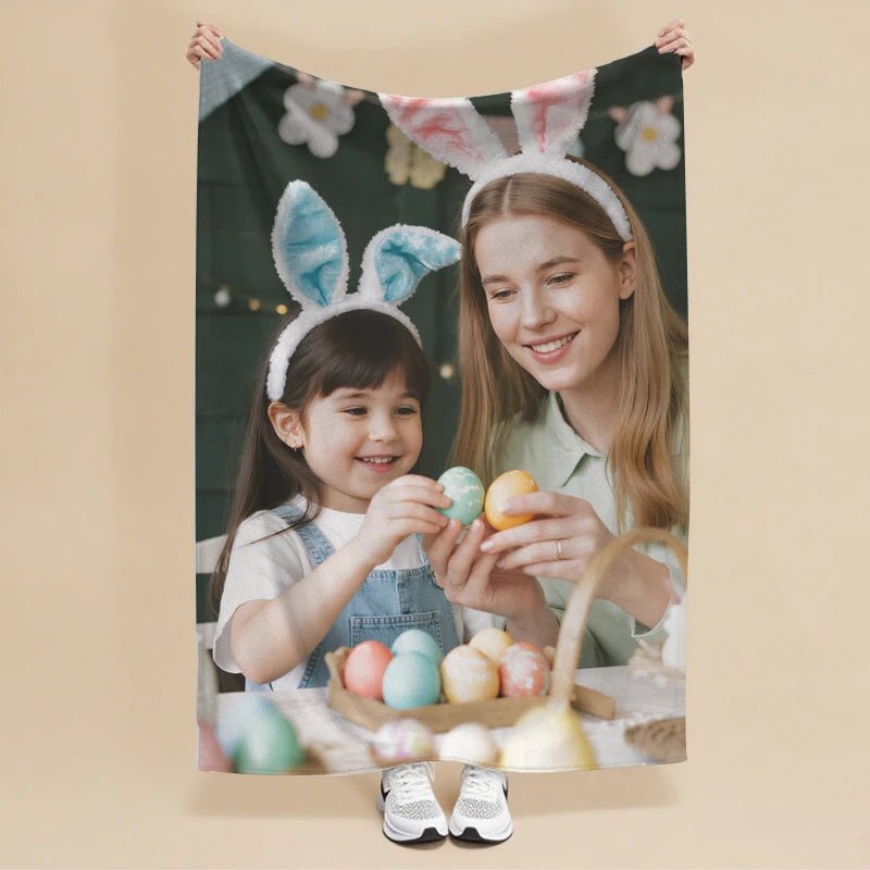 Custom Blankets Flannel with Photo Upload for Easter PrintToucan
