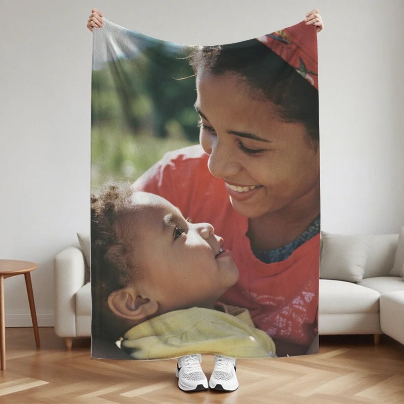 Custom Blankets Flannel with Photo Upload for Mother's Day PrintToucan