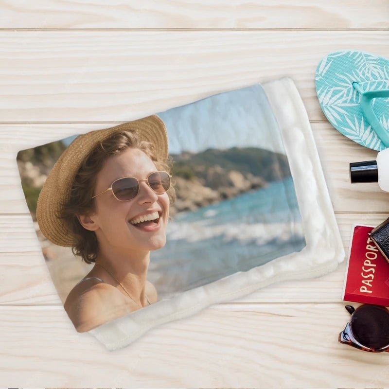 Custom Blankets Flannel with Photo Upload for Travel PrintToucan