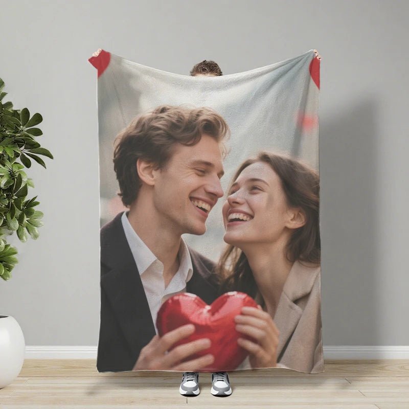 Custom Blankets Flannel with Your Photo for Love Gift - PrintToucan