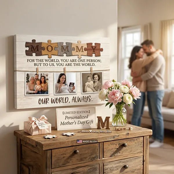 Custom Canvas Print Mommy Puzzle Piece Photo Canvas Personalized Mothers Day Family Photo Wall Art Gift For Mom Nursery Living Room Decor PrintToucan - PrintToucanMother's DayPrinttoucan-12 x 16-1.5‘’