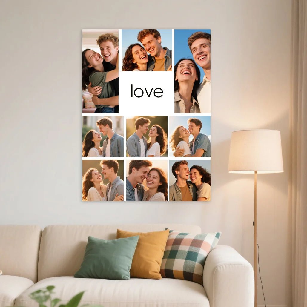 Custom Canvas Prints 3 by 4 Vertical 9Pcs Images Upload & Text PrintToucan - printtoucan