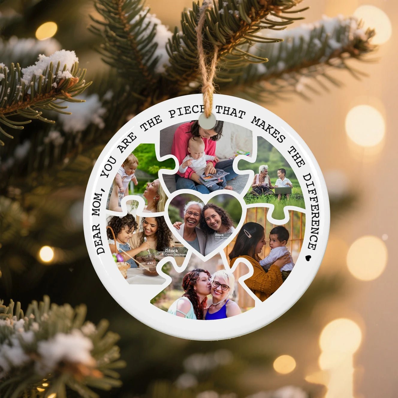 Custom Ceramic Decoration Ornament – Personalized Photo Keepsake for Mother's Day & Grandparents - printtoucan