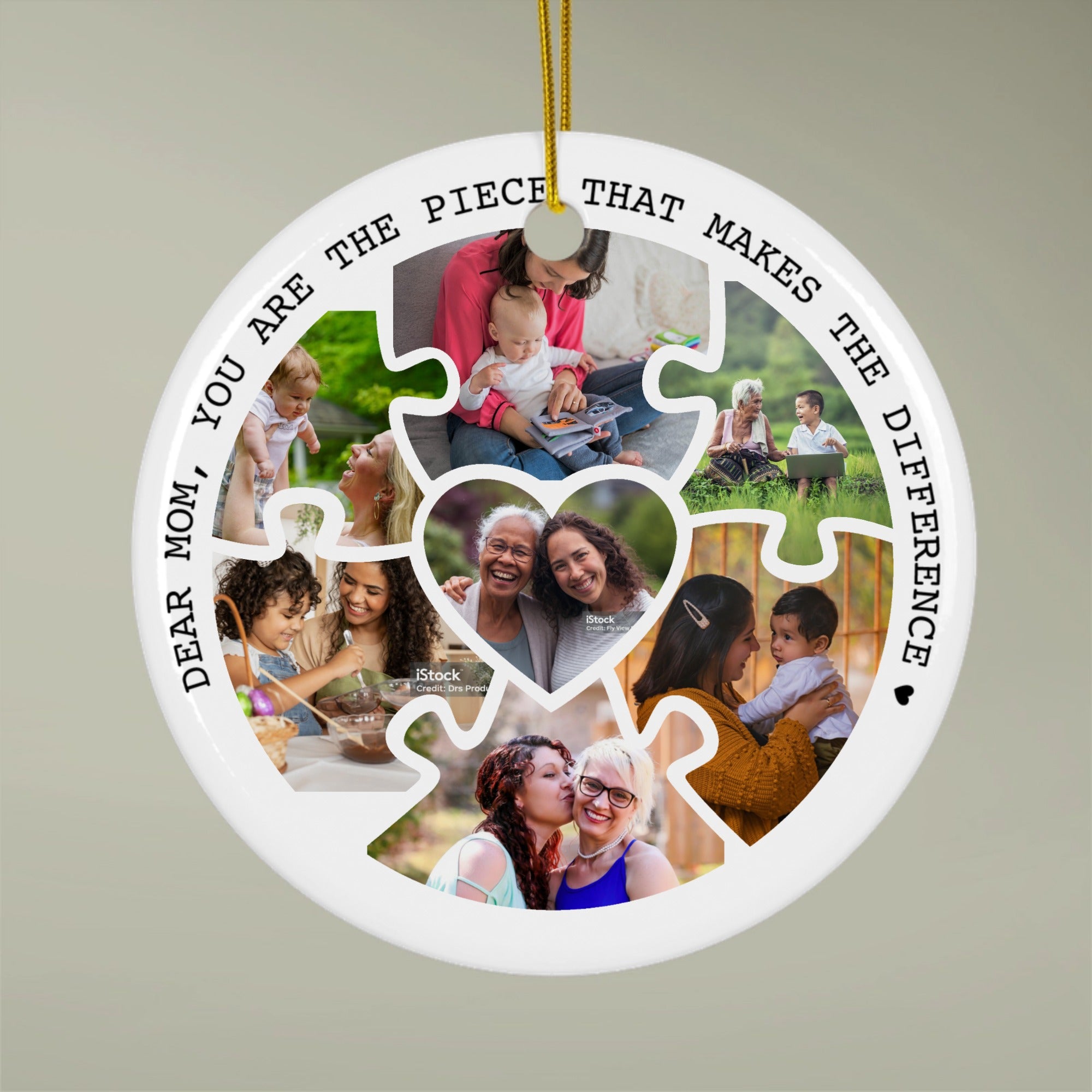 Custom Ceramic Decoration Ornament – Personalized Photo Keepsake for Mother's Day & Grandparents - printtoucan