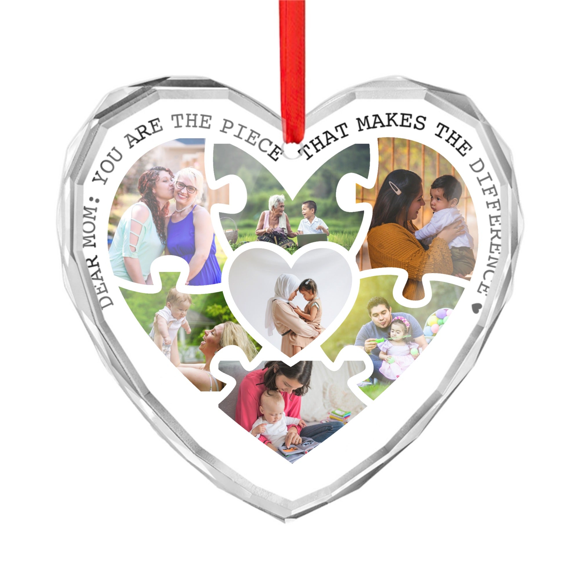 Custom Crystal Glass Ornament – Mom, You Are the Piece That Makes the Difference - printtoucan