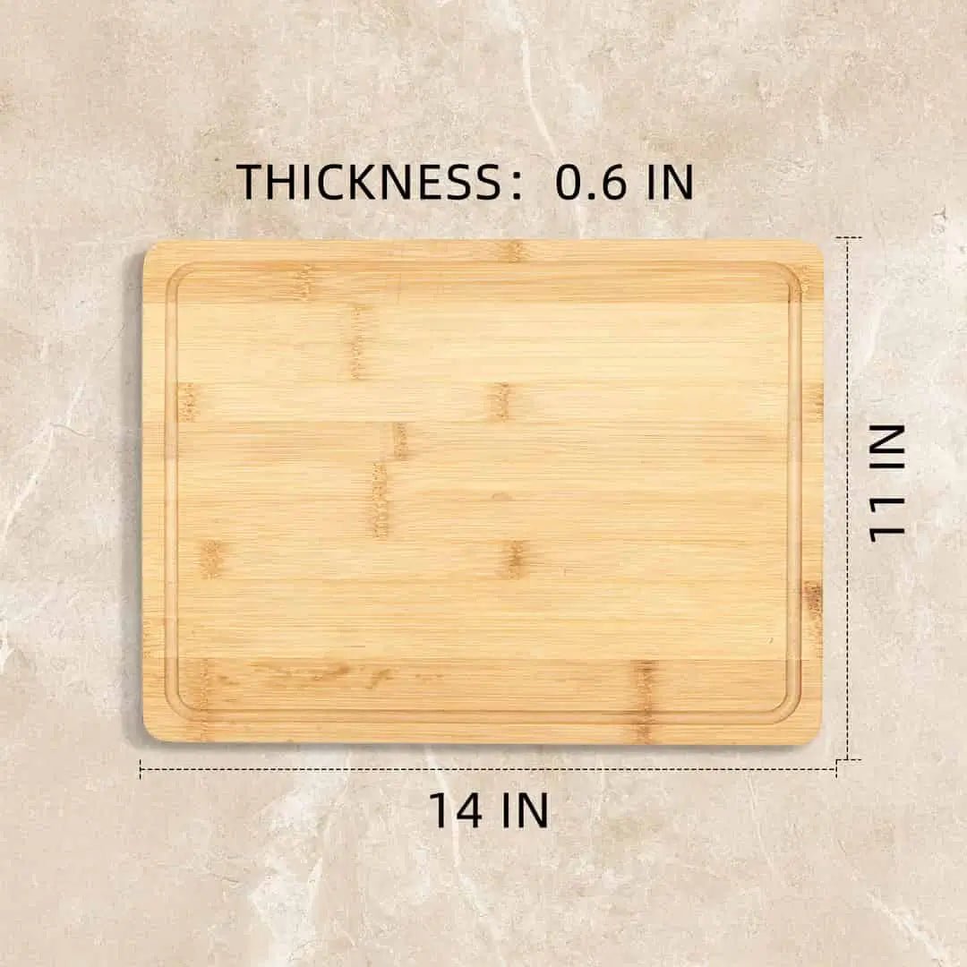 Light Brown Bamboo Custom Cutting Board with Dimensions 14x11x0.6 Inches – Personalized Wood Engraved Board | PrintToucan