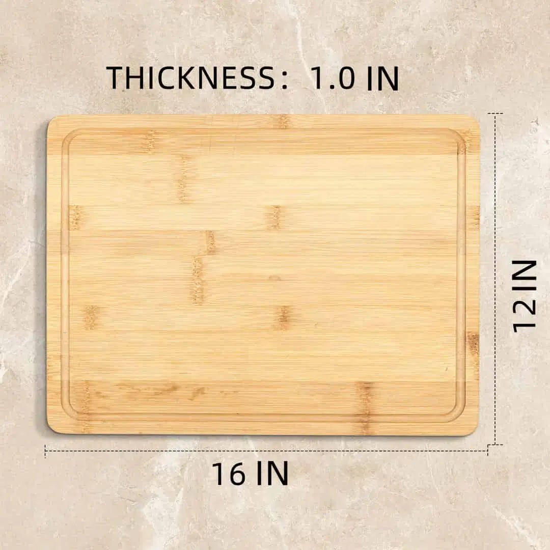 Light Brown Bamboo Custom Cutting Board with Dimensions 16x12x1.0 Inches – Personalized Wood Engraved Board | PrintToucan