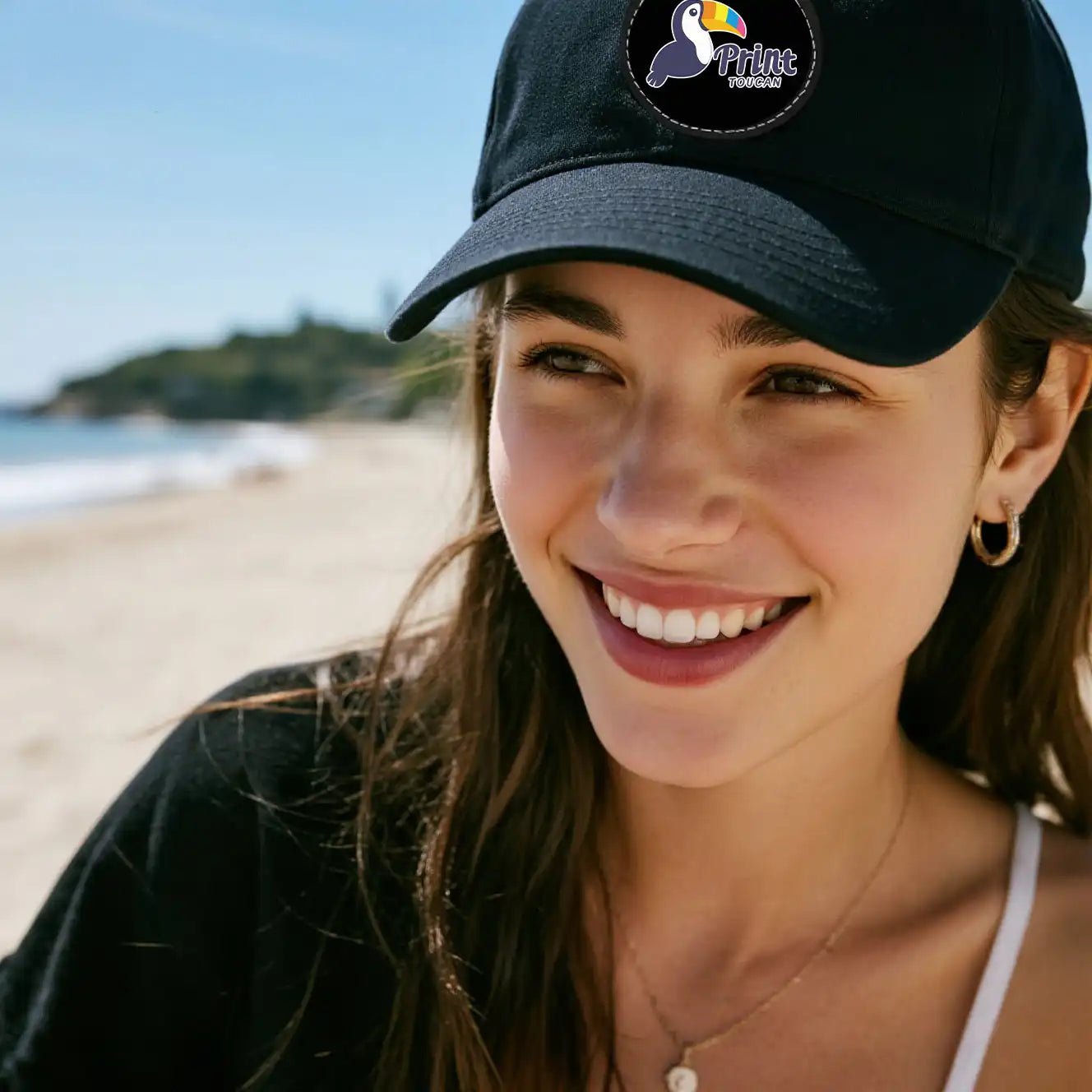 Custom Dad Hat with Round Leather Patch Personalized Travel Cap Fast Printing | PrintToucan - printtoucan