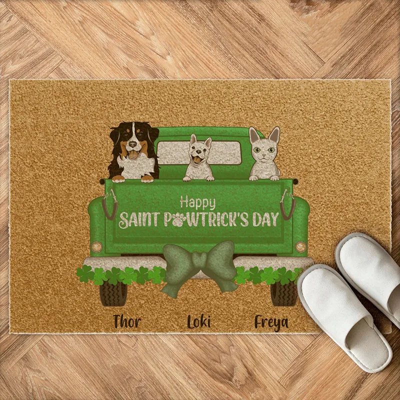 Custom Doormat – Personalized Christmas Pet Name & Breed - printtoucan