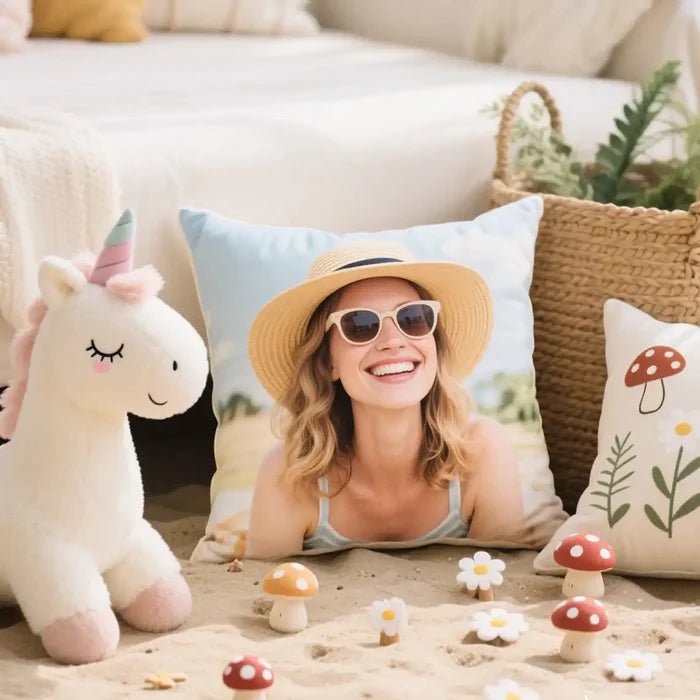 Custom Faux Suede Square Travel Pillow Image Upload Fast Printing | PrintToucan - printtoucan