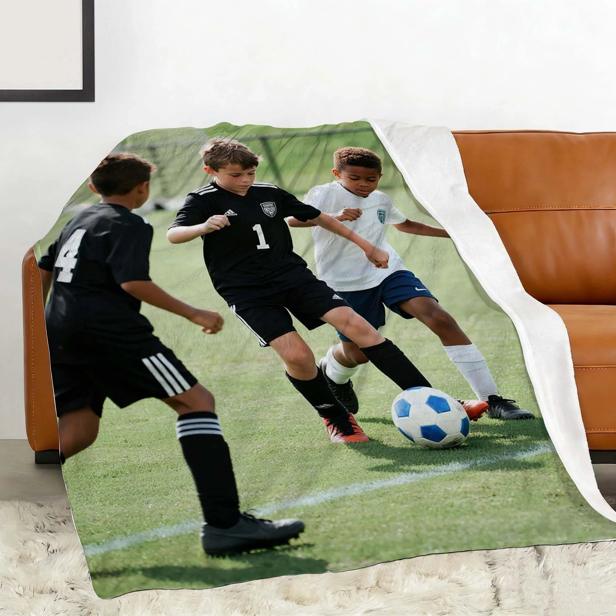 Bring the field to your bedroom with this custom soccer blanket! Ultra-soft and durable, it adds a sporty touch to any bed or reading nook.
