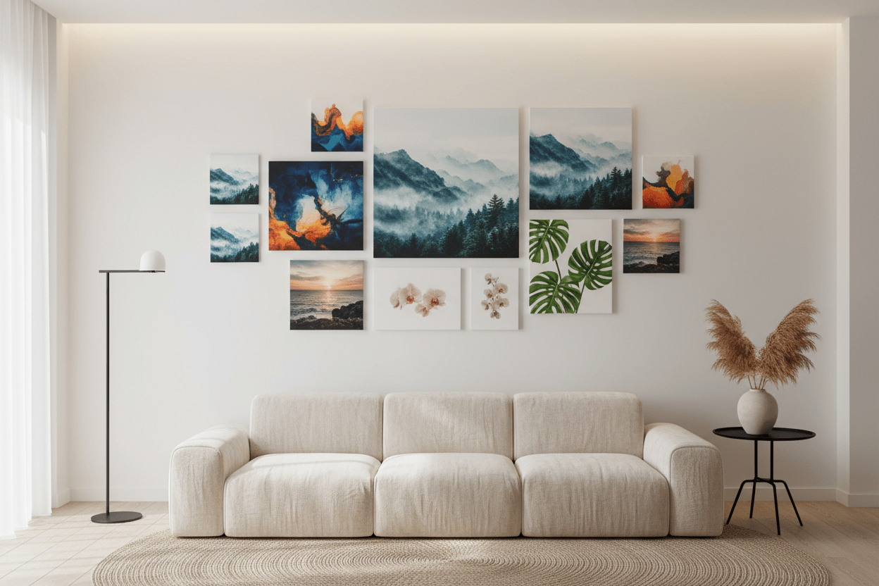 Frameless Wall Art Gallery Scene