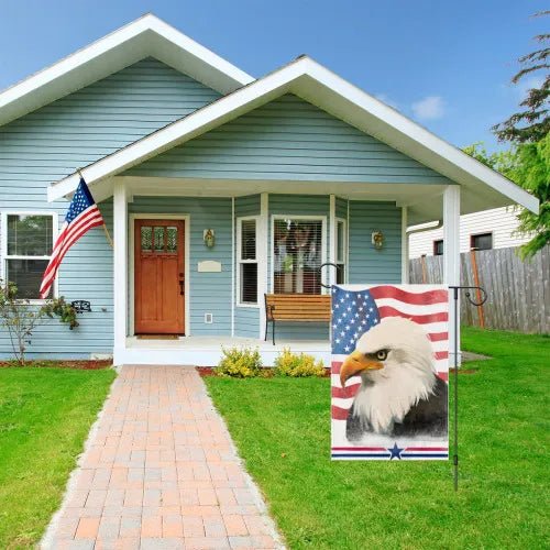 Custom Garden Flag Holiday Celebration White Linen Personalized Photo Text Outdoor Decor PrintToucan - PrintToucanHome Decor