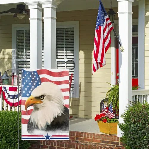 Custom Garden Flag Holiday Celebration White Linen Personalized Photo Text Outdoor Decor PrintToucan - PrintToucanHome Decor