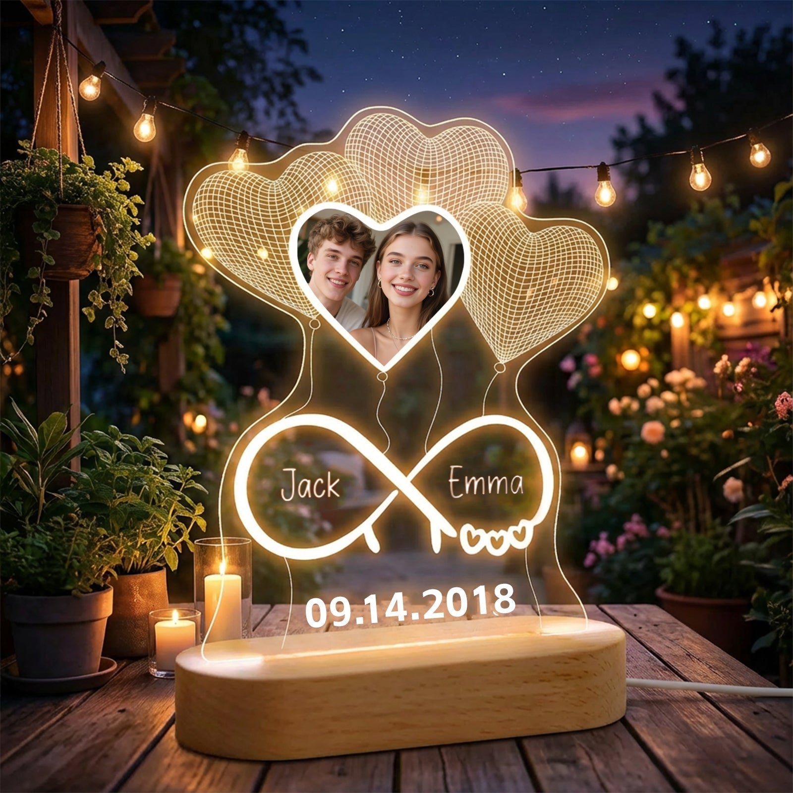 Custom Heart Balloon - Themed Night Light Valentine’s Day Acrylic Personalized Photo & Text Home Decor PrintToucan - PrintToucanValentine's Day Gifts